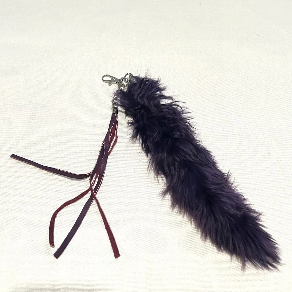 NWT NEW Purple Feathery Leather Key Chain